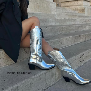 Santiag femme argenté