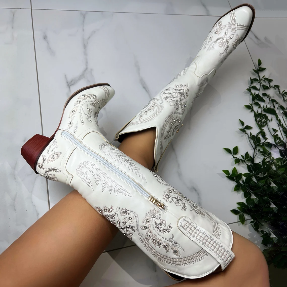 Botte santiag femme blanche03