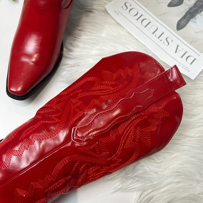 Santiag femme rouge confortables – Image 4