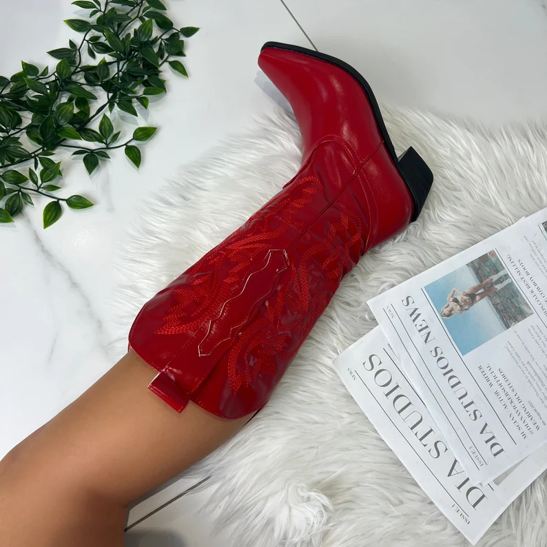 Santiag femme rouge confortables – Image 2