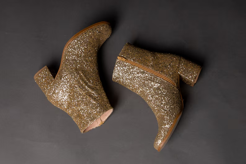 Santiag femme doré à paillettes – Image 2