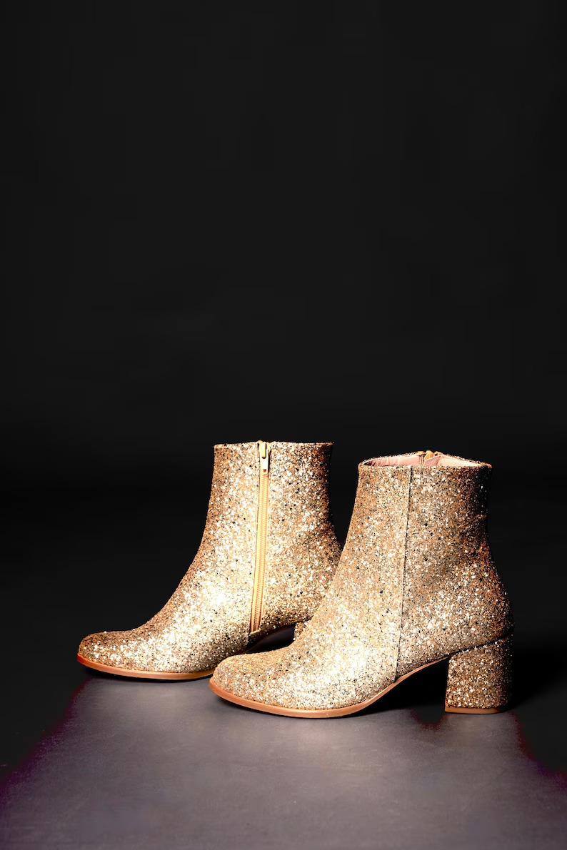 Santiag femme doré à paillettes