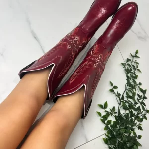 Santiag femme rouge à motifs