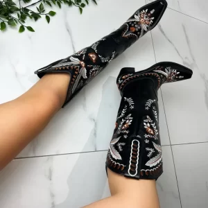 Santiag noires femmes à bout pointu