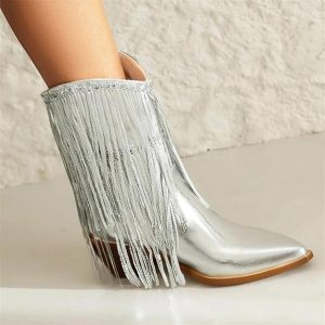 Bottines santiags argent