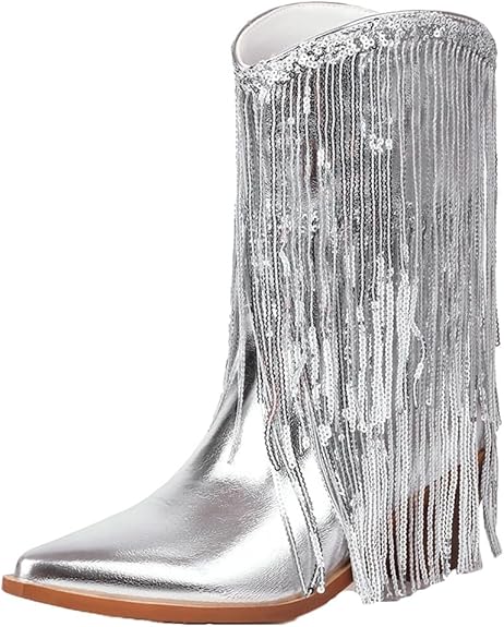 Bottines santiags argent