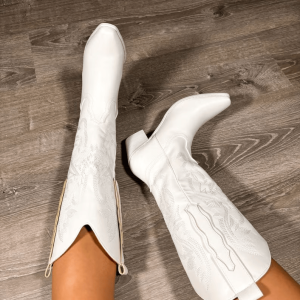 Santiag blanche en faux cuir végétalien