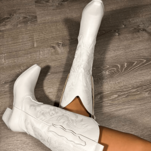 Santiag blanche en faux cuir végétalien