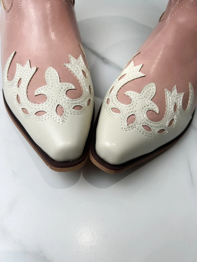 Santiag rose clair et blanc – Image 5