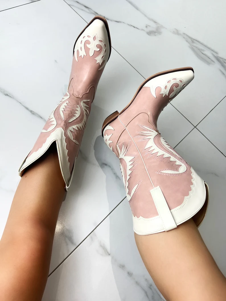 Santiag rose clair et blanc – Image 3