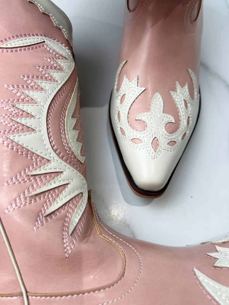 Santiag rose clair et blanc – Image 4