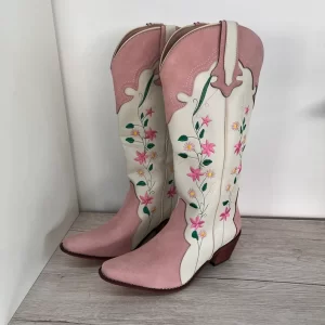 Santiag rose clair et blanc cow-girl